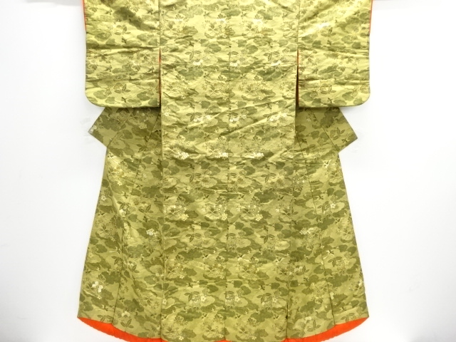 アンティーク　雲に花鳥模様織り出し時代衣装打掛